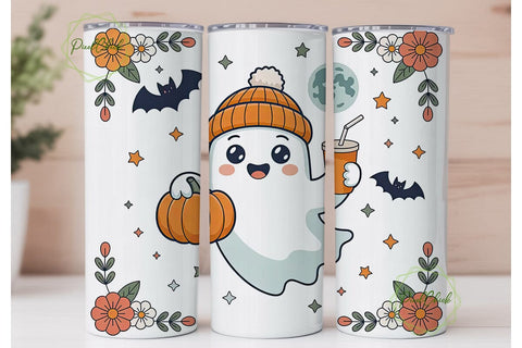 Cute Ghost Halloween 20oz Tumbler Wrap Sublimation PixelChick 