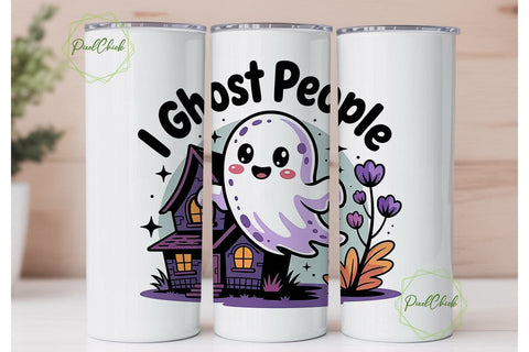 Cute Ghost Halloween 20oz Tumbler Wrap Sublimation PixelChick 