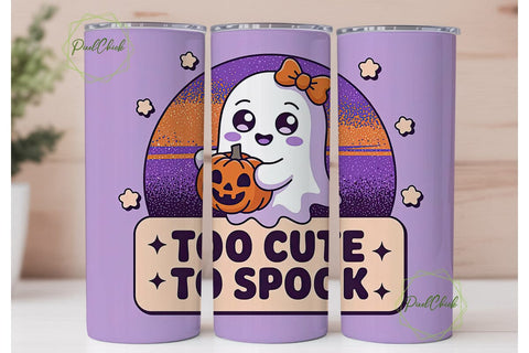 Cute Ghost Halloween 20oz Tumbler Wrap Sublimation PixelChick 