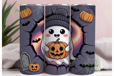 Cute Ghost Halloween 20oz Tumbler Wrap Sublimation PixelChick 