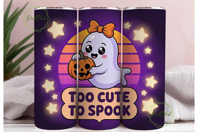 Cute Ghost Halloween 20oz Tumbler Wrap Sublimation PixelChick 