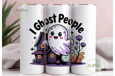 Cute Ghost Halloween 20oz Tumbler Wrap Sublimation PixelChick 
