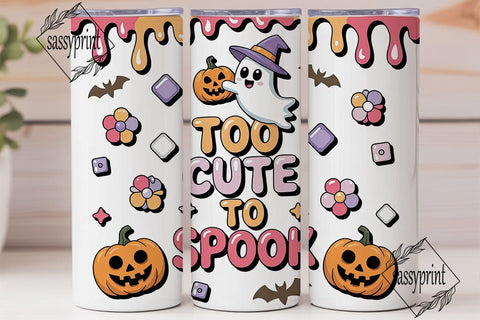 Cute Ghost Halloween 20oz Tumbler Wrap Sublimation sassyprint 