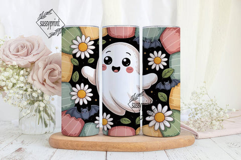 Cute Ghost Halloween 20oz Tumbler Wrap Sublimation sassyprint 