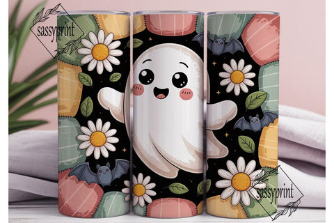 Cute Ghost Halloween 20oz Tumbler Wrap Sublimation sassyprint 