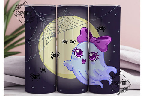 Cute Ghost Halloween 20oz Tumbler Wrap Sublimation sassyprint 