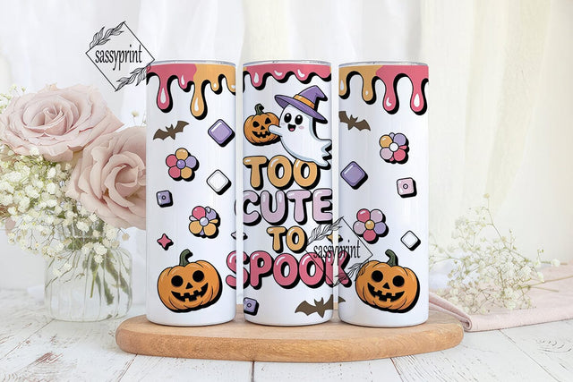 Cute Ghost Halloween 20oz Tumbler Wrap Sublimation sassyprint 