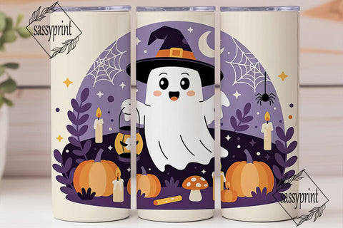 Cute Ghost Halloween 20oz Tumbler Wrap Sublimation sassyprint 