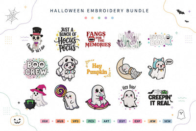 Cute Ghost Halloween Embroidery Bundle Boo Crew Hey Boo Spooky Designs Embroidery/Applique DESIGNS sg embroidery 