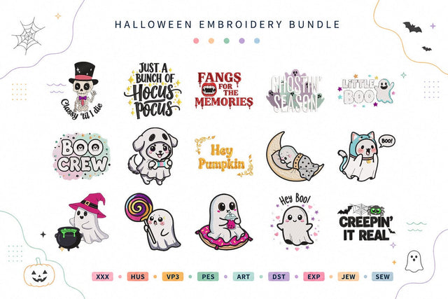 Cute Ghost Halloween Embroidery Bundle Boo Crew Hey Boo Spooky Designs Embroidery/Applique DESIGNS sg embroidery 