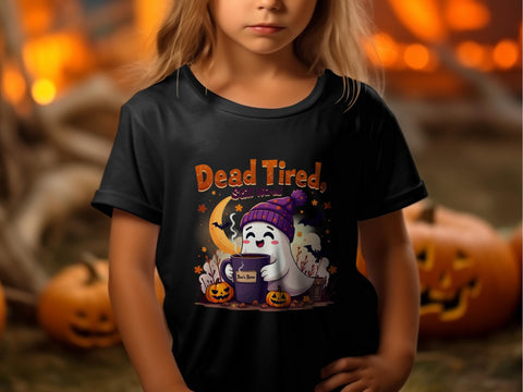 Cute Ghost Halloween PNG, Dead Tired Sublimation Design, Fall Coffee Lover PNG Sublimation Luvleigh Digitals 