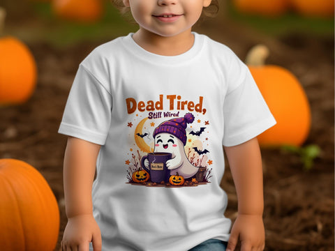 Cute Ghost Halloween PNG, Dead Tired Sublimation Design, Fall Coffee Lover PNG Sublimation Luvleigh Digitals 