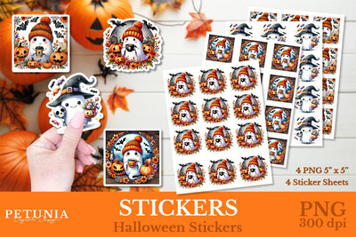 Cute Ghost Halloween Stickers | Halloween Stickers Sublimation Petunia Digital Design 