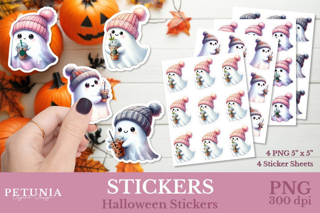 Cute Ghost Halloween Stickers | Halloween Stickers Sublimation Petunia Digital Design 
