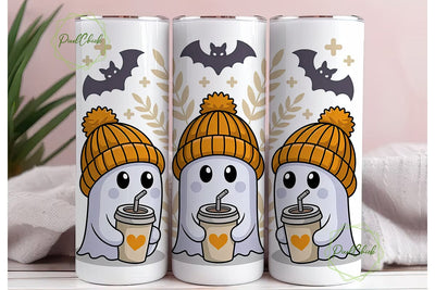 Cute Ghost Halloween Tumbler Wrap Sublimation PixelChick 