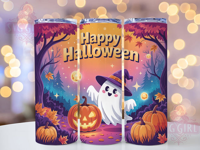 Cute Ghost Happy Halloween Tumbler, Happy Halloween Wrap, 20Oz Sublimation Design, Spooky Cute Cup, Ghost Coffee Tumbler, Halloween Drinkware Wrap, Adorable Ghost Mug Sublimation SvggirlplusArt 