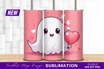 Cute Ghost Holding Heart Valentines Day Design Sublimation Regulrcrative 
