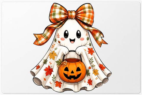 Cute Ghost Holding Pumpkin Halloween PNG, Spooky Fall Sublimation Design SVG BillahCrafts 