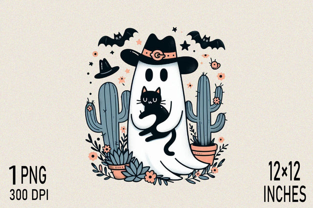 Cute ghost Hugging Black Cat Clipart Sublimation SVGArt 