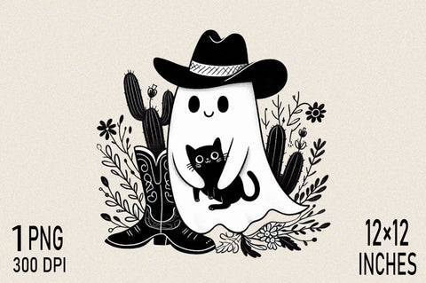 Cute ghost hugs black cat Halloween Sublimation Clipart Sublimation SVGArt 