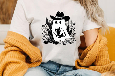 Cute ghost hugs black cat Halloween Sublimation Clipart Sublimation SVGArt 