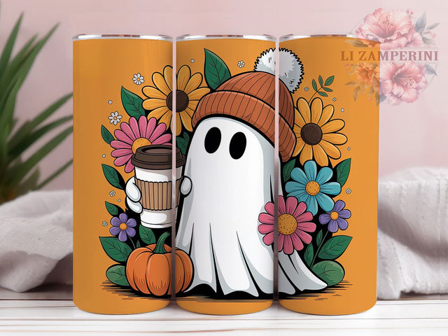 Cute Ghost Kawaii Halloween Tumbler, Halloween Ghost Wrap, Adorable Ghost Sublimation, Whimsical Halloween Drinkware, Friendly Ghost Cup, Pastel Spooky Tumbler, Kawaii Halloween Wrap Sublimation Li Zamperini 