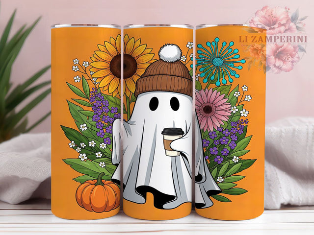 Cute Ghost Kawaii Halloween Tumbler, Halloween Ghost Wrap, Adorable Ghost Sublimation, Whimsical Halloween Drinkware, Friendly Ghost Cup, Pastel Spooky Tumbler, Kawaii Halloween Wrap Sublimation Li Zamperini 