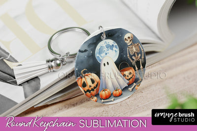 Cute Ghost Keychain - Halloween Keychain Sublimation Sublimation OrangeBrushStudio 