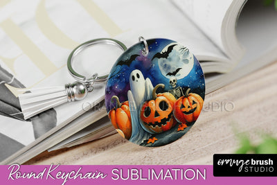 Cute Ghost Keychain - Halloween Keychain Sublimation Sublimation OrangeBrushStudio 