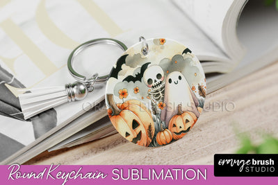 Cute Ghost Keychain - Halloween Keychain Sublimation Sublimation OrangeBrushStudio 