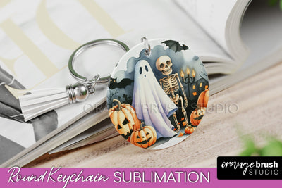 Cute Ghost Keychain - Halloween Keychain Sublimation Sublimation OrangeBrushStudio 