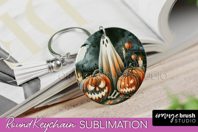 Cute Ghost Keychain - Halloween Keychain Sublimation Sublimation OrangeBrushStudio 