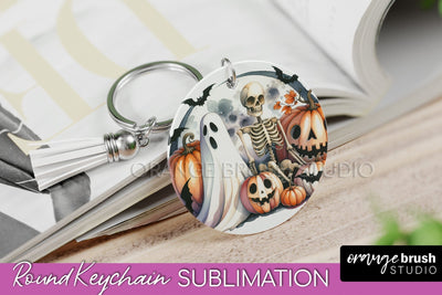 Cute Ghost Keychain - Halloween Keychain Sublimation Sublimation OrangeBrushStudio 