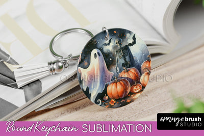 Cute Ghost Keychain - Halloween Keychain Sublimation Sublimation OrangeBrushStudio 