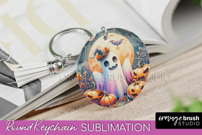 Cute Ghost Keychain - Halloween Keychain Sublimation Sublimation OrangeBrushStudio 
