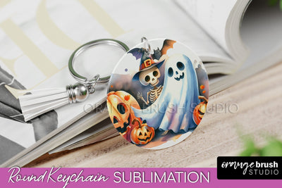 Cute Ghost Keychain - Halloween Keychain Sublimation Sublimation OrangeBrushStudio 