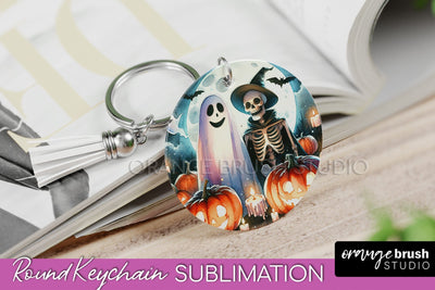 Cute Ghost Keychain - Halloween Keychain Sublimation Sublimation OrangeBrushStudio 