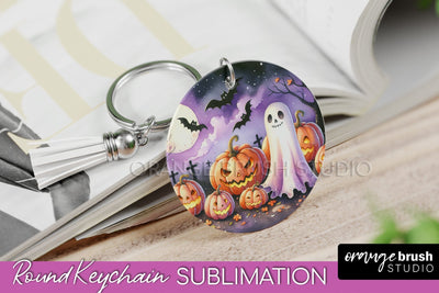 Cute Ghost Keychain - Halloween Keychain Sublimation Sublimation OrangeBrushStudio 