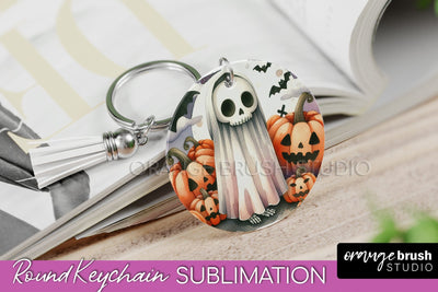 Cute Ghost Keychain - Halloween Keychain Sublimation Sublimation OrangeBrushStudio 