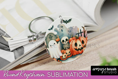 Cute Ghost Keychain - Halloween Keychain Sublimation Sublimation OrangeBrushStudio 