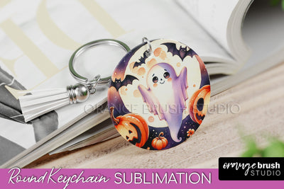 Cute Ghost Keychain - Halloween Keychain Sublimation Sublimation OrangeBrushStudio 