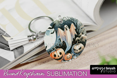 Cute Ghost Keychain - Halloween Keychain Sublimation Sublimation OrangeBrushStudio 
