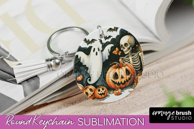 Cute Ghost Keychain - Halloween Keychain Sublimation Sublimation OrangeBrushStudio 