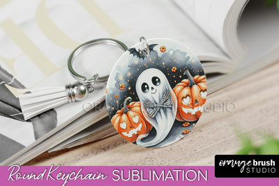 Cute Ghost Keychain - Halloween Keychain Sublimation Sublimation OrangeBrushStudio 