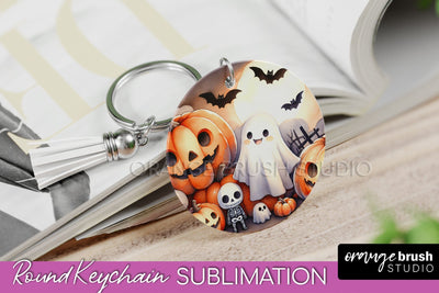 Cute Ghost Keychain - Halloween Keychain Sublimation Sublimation OrangeBrushStudio 