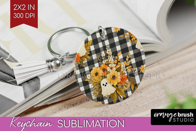 Cute Ghost Keychain PNG - Halloween Keychain Sublimation Sublimation OrangeBrushStudio 