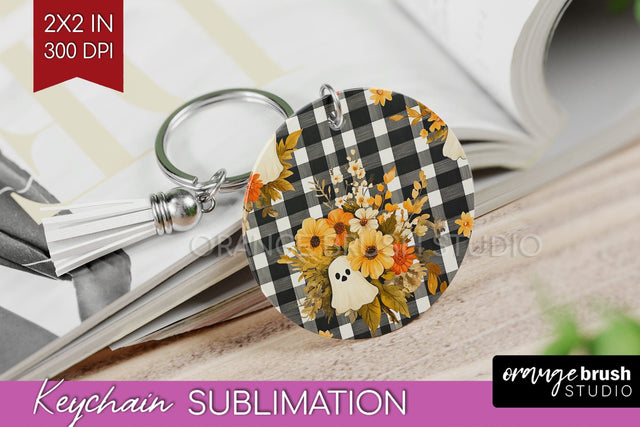 Cute Ghost Keychain PNG - Halloween Keychain Sublimation Sublimation OrangeBrushStudio 