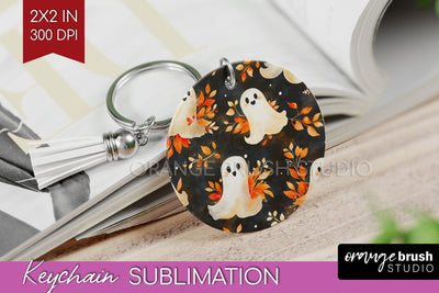 Cute Ghost Keychain PNG - Halloween Keychain Sublimation Sublimation OrangeBrushStudio 