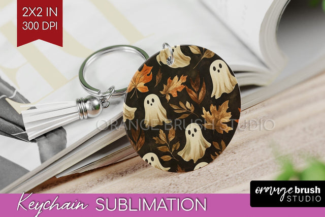 Cute Ghost Keychain PNG - Halloween Keychain Sublimation Sublimation OrangeBrushStudio 