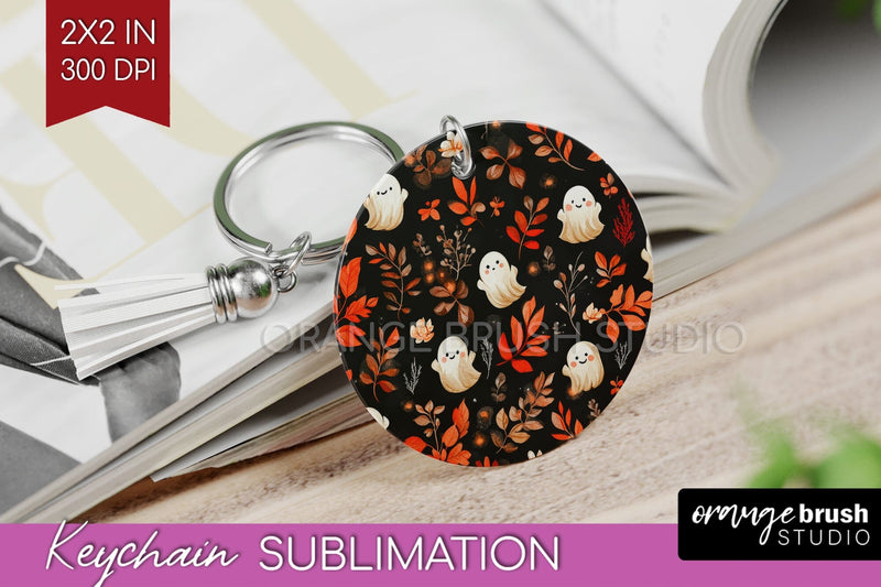 Cute Ghost Keychain PNG - Halloween Keychain Sublimation Sublimation OrangeBrushStudio 